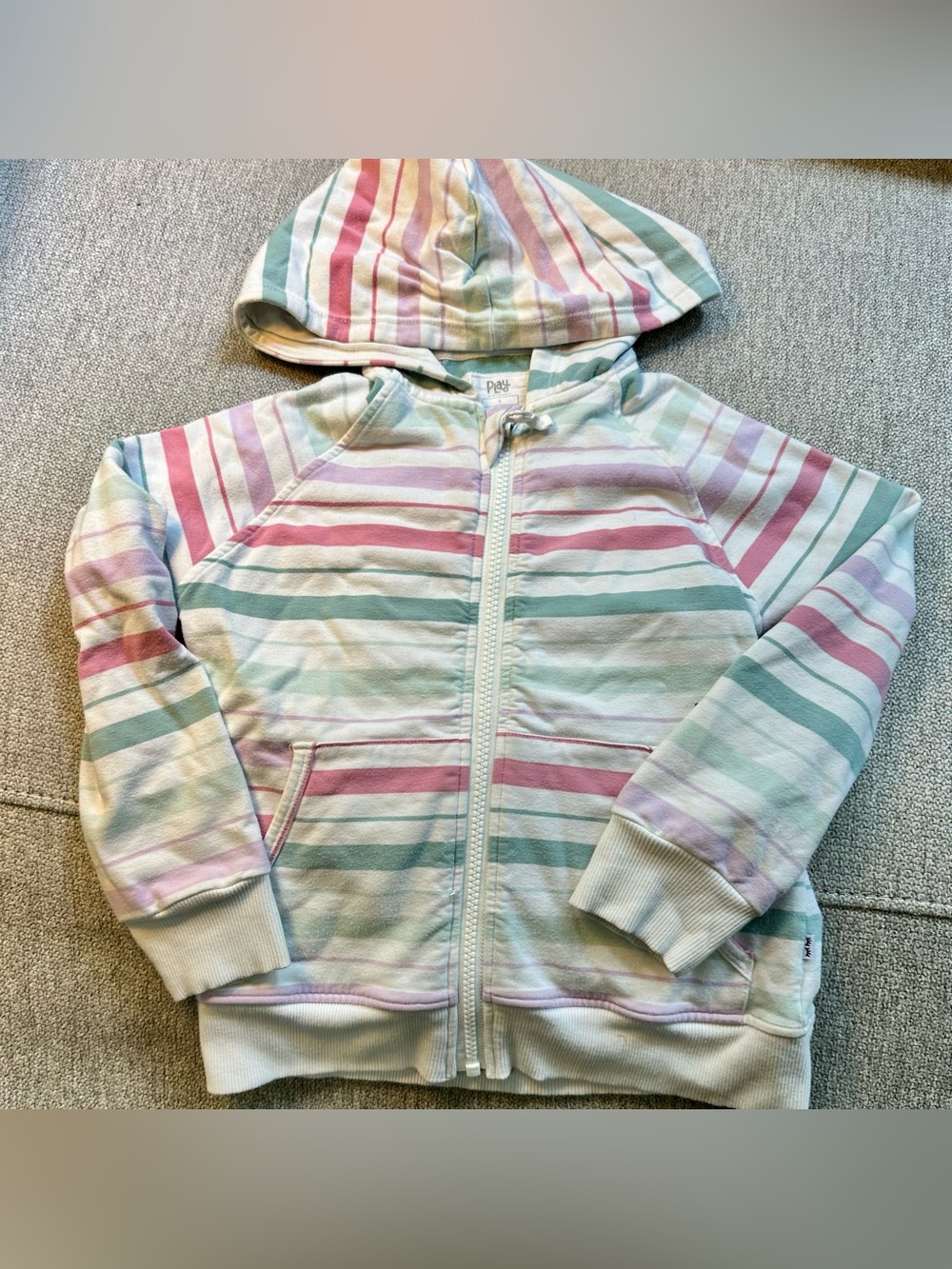 Little Sleepies 5T Pastel Striped Zip Hoodie in Mint, Pink & Lavender